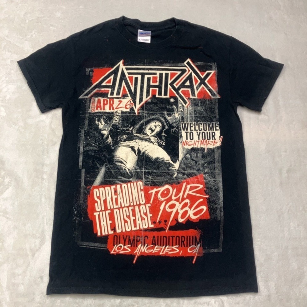 Anthrax Band 2015 Tour Shirt Men's Small Spreading the Disease Black Tour 1986‎